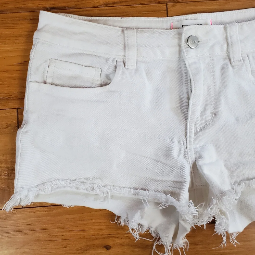 VS PINK White Denim Cutoff Shorts
